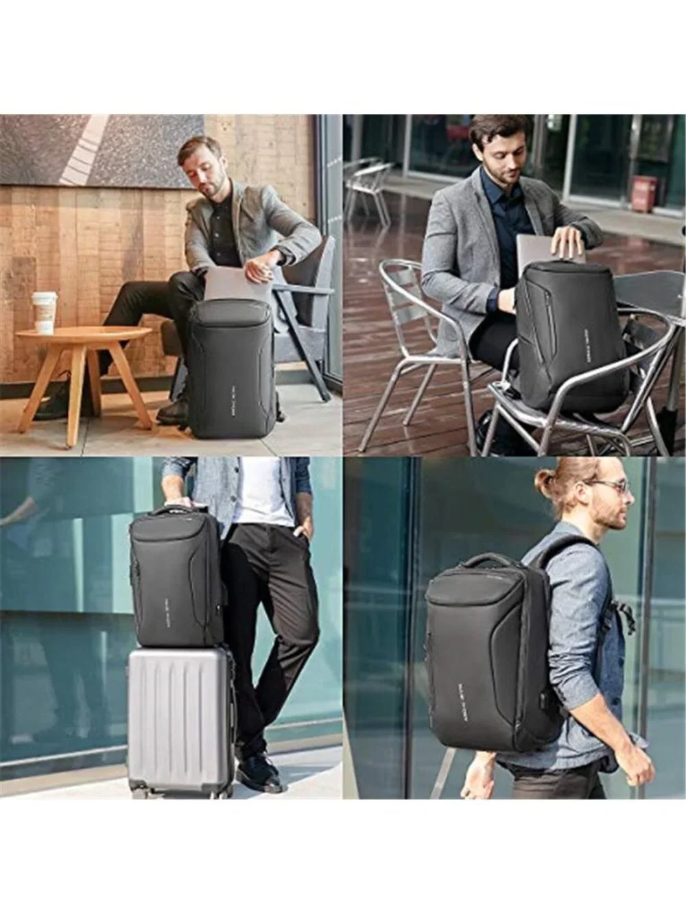 Waterproof Travel Laptop Backpack 17 Inch USB Charging Men Business Black Bag